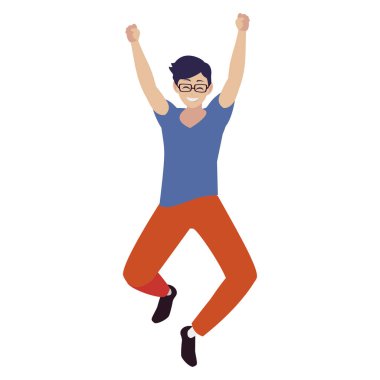 mutlu genç adam kutlamak karakter