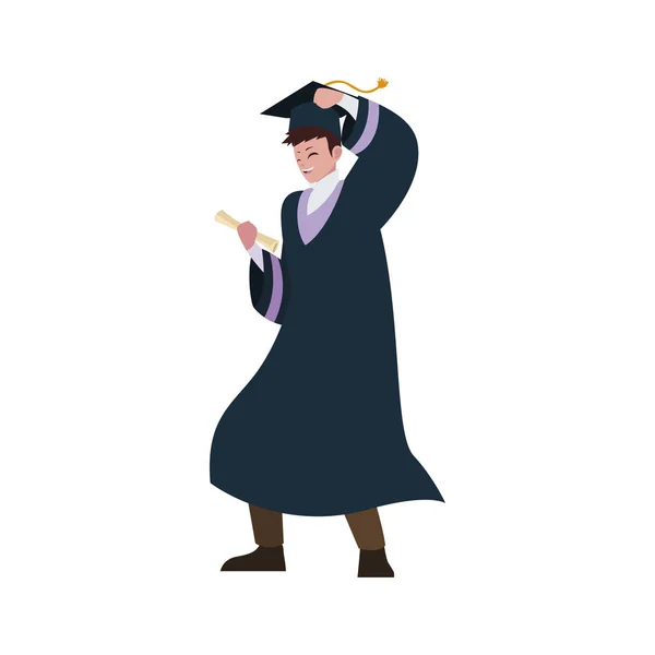 Heureux étudiant garçon diplômé célébrer — Image vectorielle