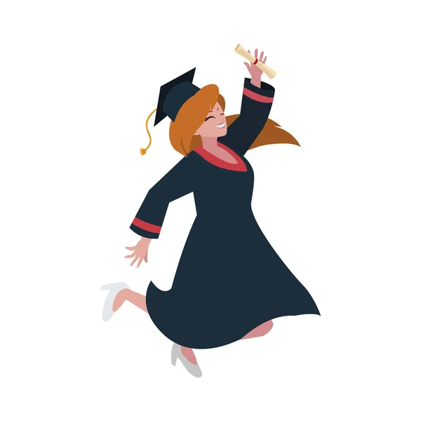 Belle étudiante diplômée célébrant — Image vectorielle