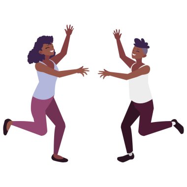 afro genç çift karakterleri kutluyor