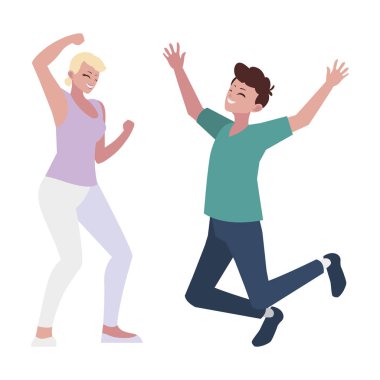 mutlu genç çift karakterleri kutluyor