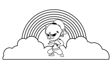 gökkuşağı sihirli karakteri ile çirkin troll