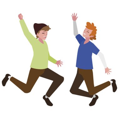 karakterleri kutlayan mutlu genç erkekler