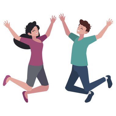 mutlu genç çift karakterleri kutluyor