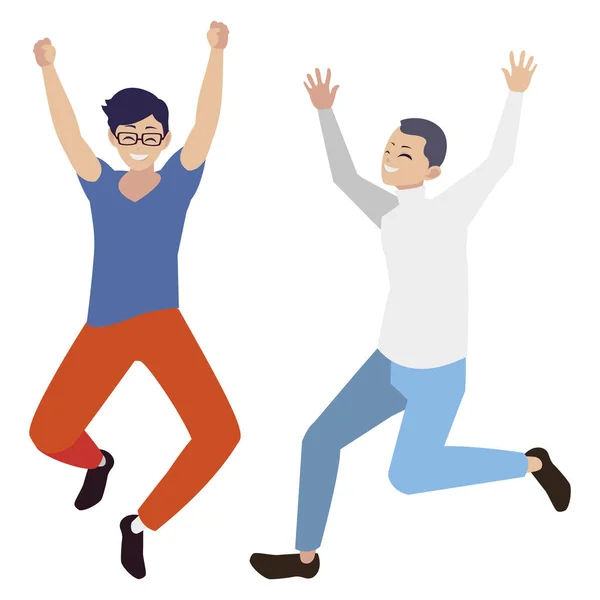 Boldog fiatal férfiak ünneplők karakterek — Stock Vector