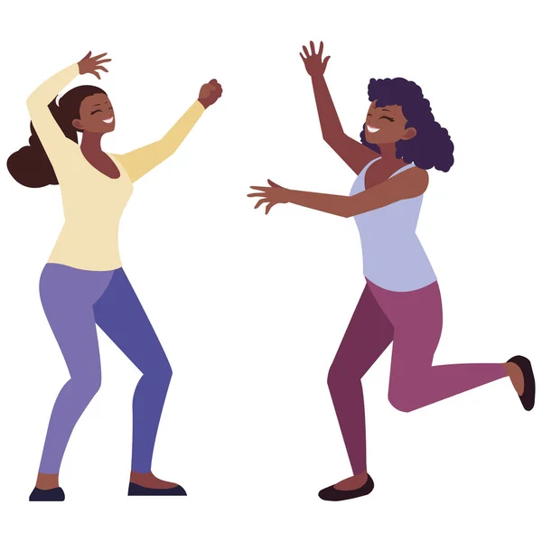 Αφρο-νεαρές γυναίκες που γιορτάζουν — Διανυσματικό Αρχείο