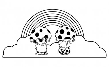 gökkuşağı sihirli karakterleri ile mantar elfler