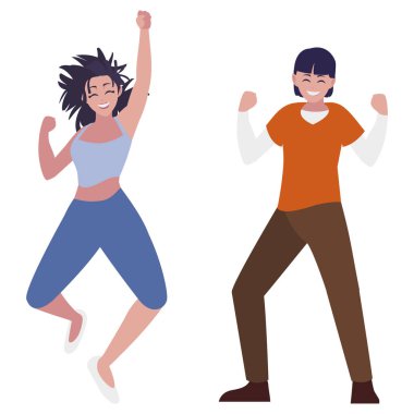 mutlu genç çift karakterleri kutluyor