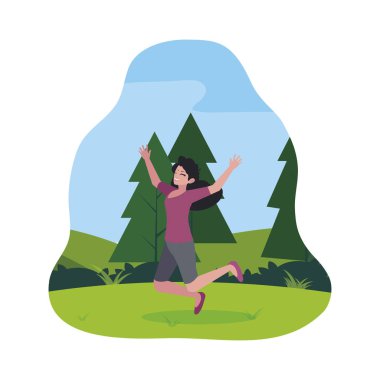 kampta kutlayan mutlu genç kadın