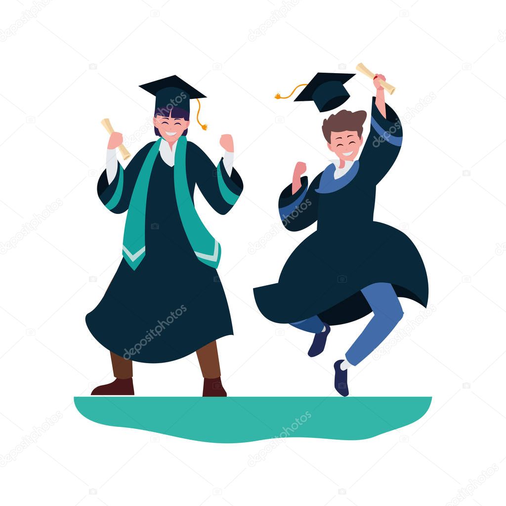 happy students boys graduated celebrating