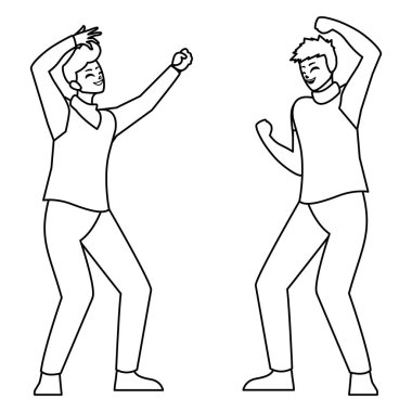 karakterleri kutlayan mutlu genç erkekler