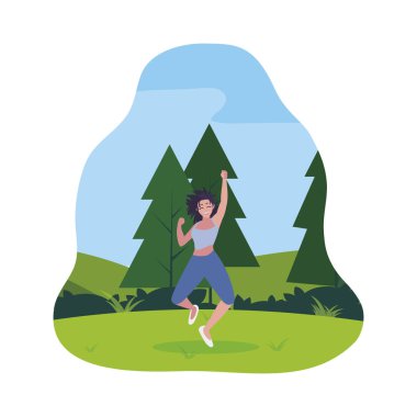 kampta kutlayan mutlu genç kadın