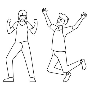 karakterleri kutlayan mutlu genç erkekler