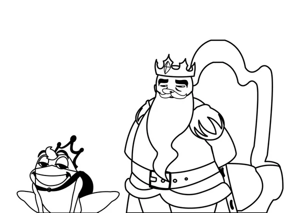 Koning op troon met Toad Prins karakters — Stockvector