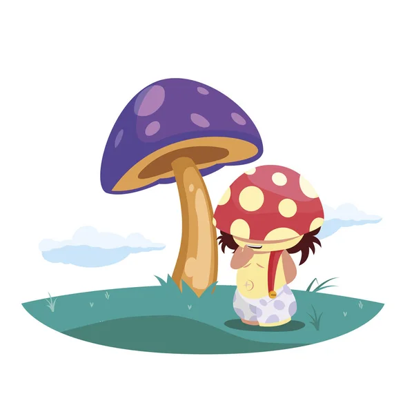 Pilzelf im Garten magischen Charakter — Stockvektor