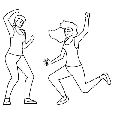 karakterleri kutlayan mutlu genç kadınlar