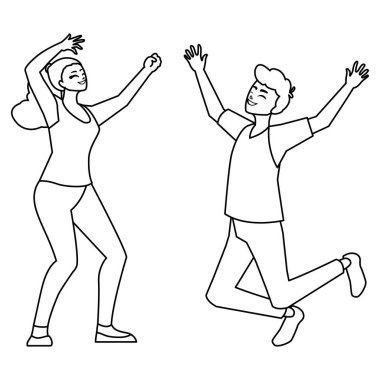 mutlu genç çift karakterleri kutluyor