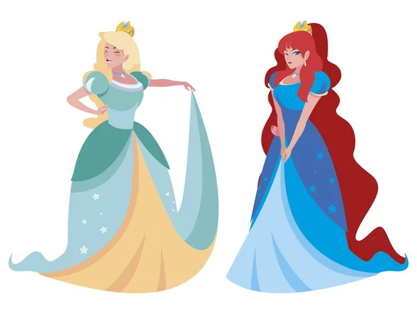 Belles princesses de personnages de contes — Image vectorielle