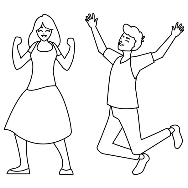 快乐的年轻夫妇庆祝字符 — 图库矢量图片