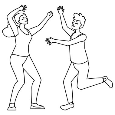 mutlu genç çift karakterleri kutluyor