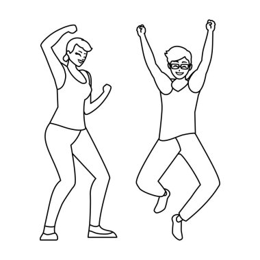 mutlu genç çift karakterleri kutluyor