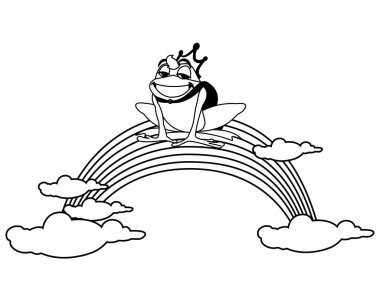 gökkuşağı peri masalı karakteri ile kurbağa prens