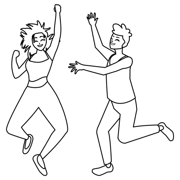Ευτυχισμένο νεαρό ζευγάρι γιορτάζει τους χαρακτήρες — Διανυσματικό Αρχείο