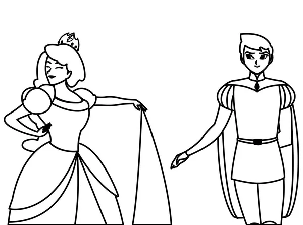 Принц очаровательный и принцесса сказок персонажей — стоковый вектор