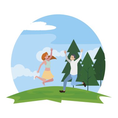 kampta kutlayan mutlu genç çift