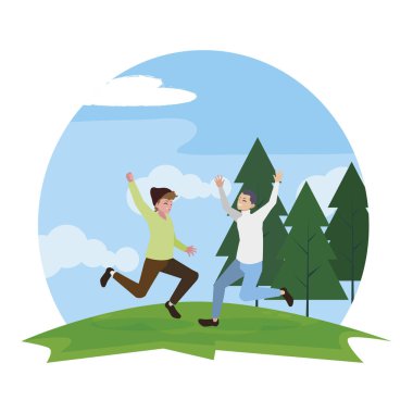 kampta kutlayan mutlu genç erkekler