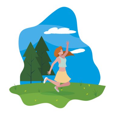 kampta kutlayan mutlu genç kadın