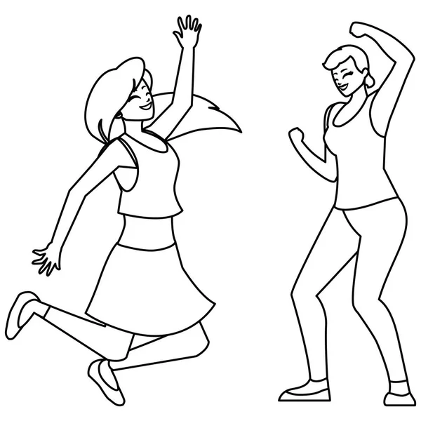 Šťastné mladé ženy oslavující postavy — Stockový vektor