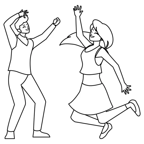 Lycklig ungt par firar karaktärer — Stock vektor