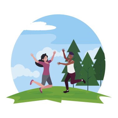 kampta kutlayan ırklar arası genç çift