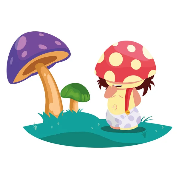 Fungu elfo in giardino personaggio magico — Vettoriale Stock