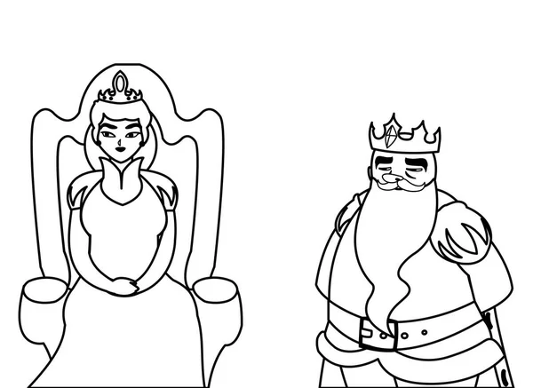 Kral ve kraliçe taht karakterleri — Stok Vektör