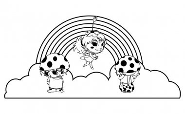 gökkuşağı ile mantar elfler ve peri