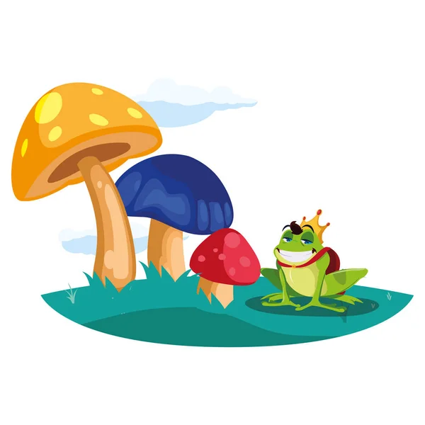 Toad Prins in de tuin sprookjesachtige karakter — Stockvector