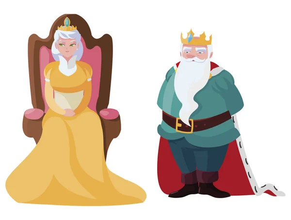 Król i królowa na tron znaków — Wektor stockowy