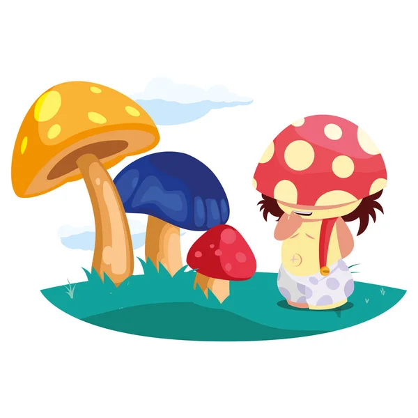 Pilzelf im Garten magischen Charakter — Stockvektor