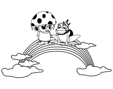 gökkuşağı ile kurbağa prens ve fungu elf