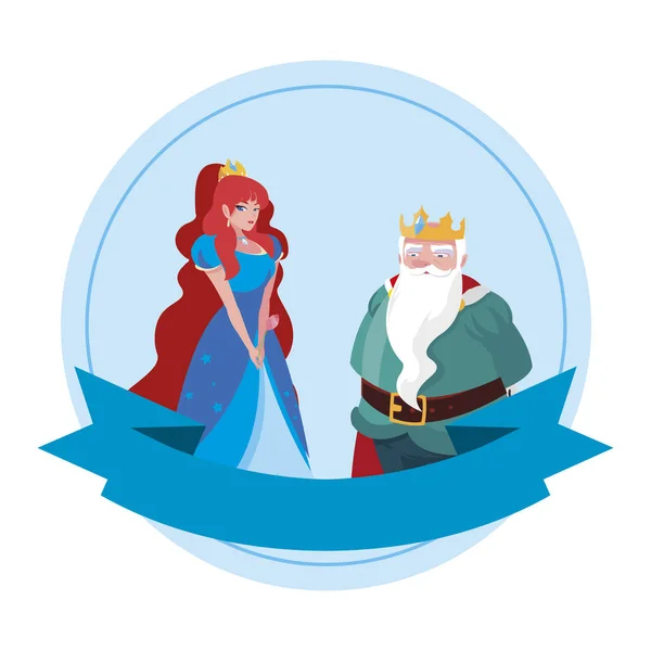 Mooie prinses en koning van Tales karakters — Stockvector