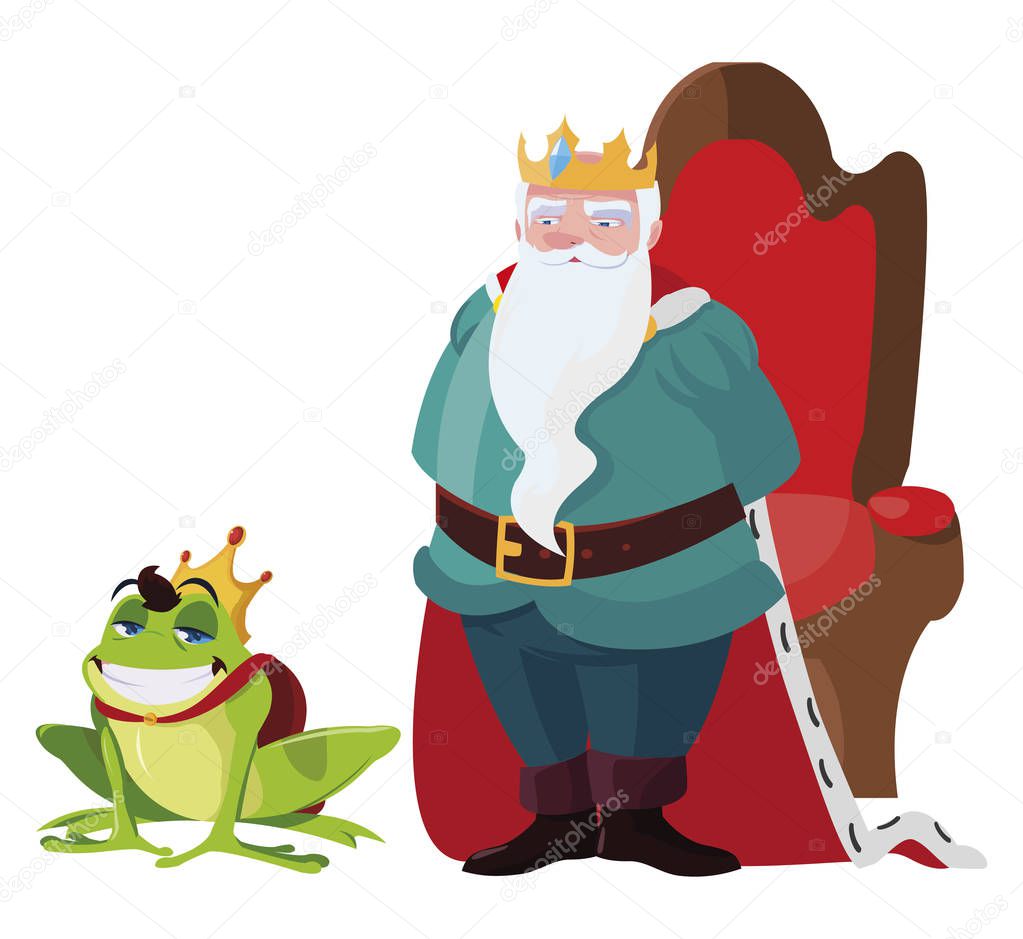 king on throne with toad prince characters