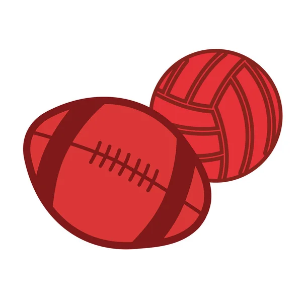 Volley-ball et rugby ball sport — Image vectorielle