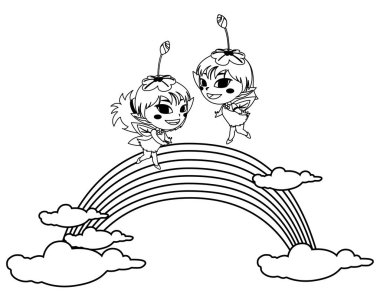 gökkuşağı sahnesi ile güzel sihirli periler