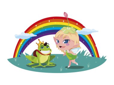 kurbağa prens ve gökkuşağı ile güzel sihirli peri