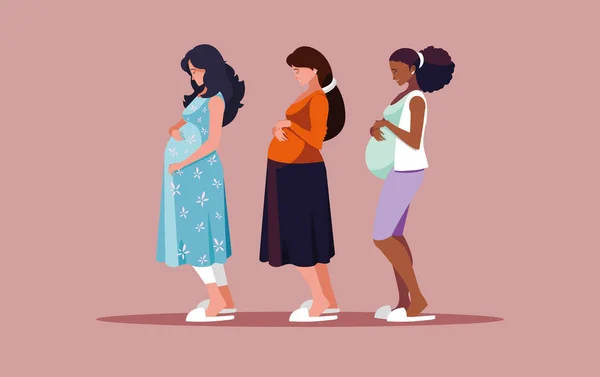 Ομάδα εγκύων γυναικών χαρακτήρα avatar — Διανυσματικό Αρχείο