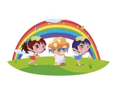 fungu elf ve gökkuşağı ile güzel sihirli periler