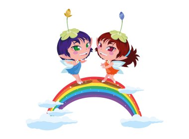 gökkuşağı sahnesi ile güzel sihirli periler