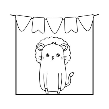 sevimli aslan hayvan asılı çelenk ile